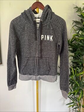 PINK Victoria's Secret Charcoal Gray speckled Full-Zip Hoodie EUC S